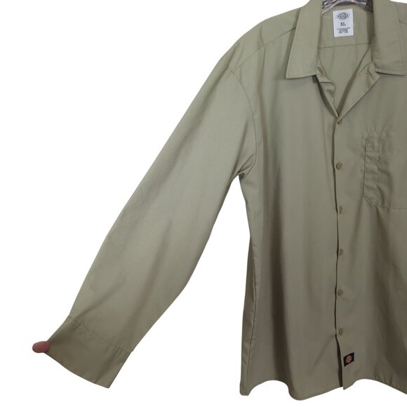 Dickies Mens Long Sleeve Button-Up Work Shirt Size XL Khaki Cotton/Polyester - Picture 4 of 15